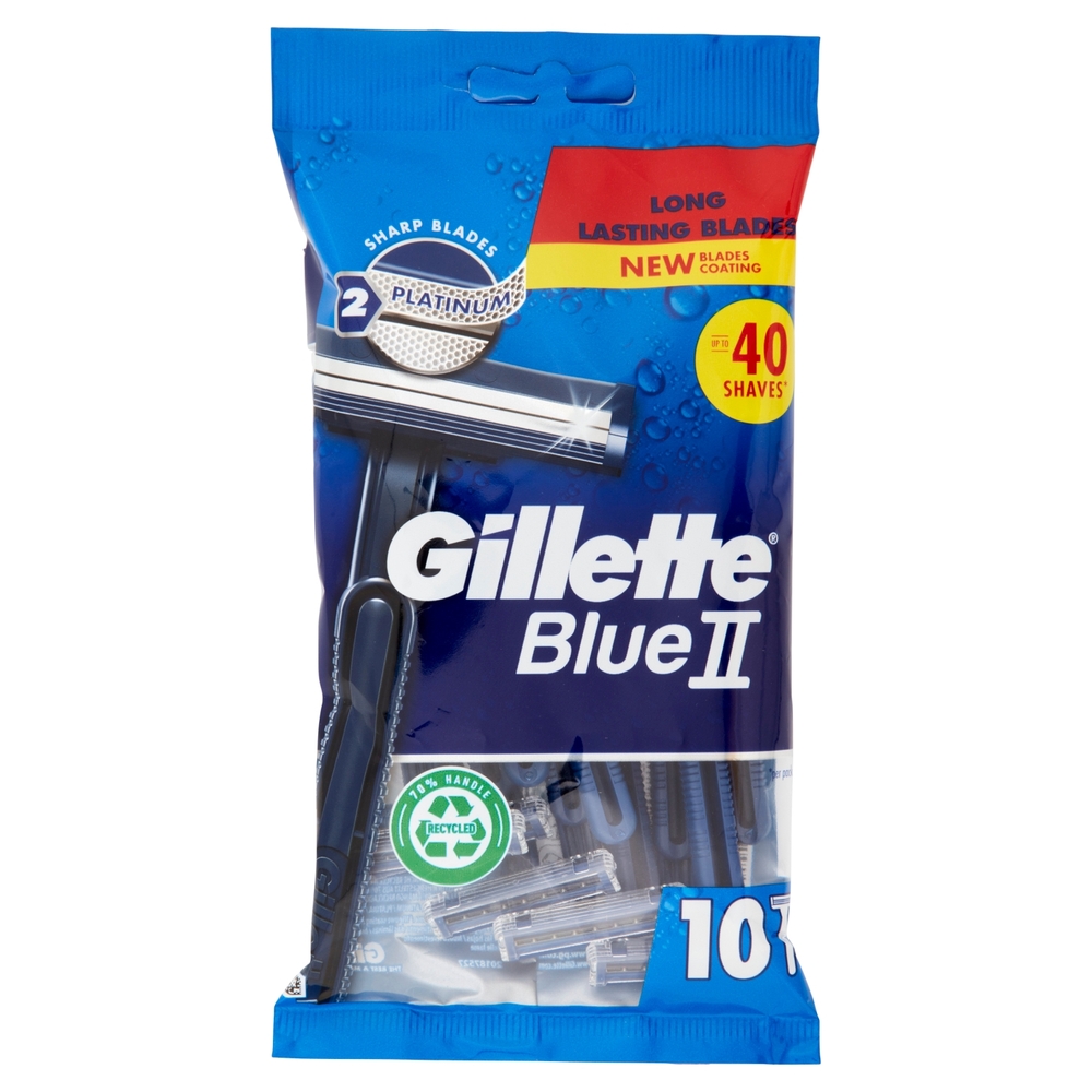 Gillette Blue II Rasoio da Uomo Usa e Getta a 2 Lame, 10 Rasoi